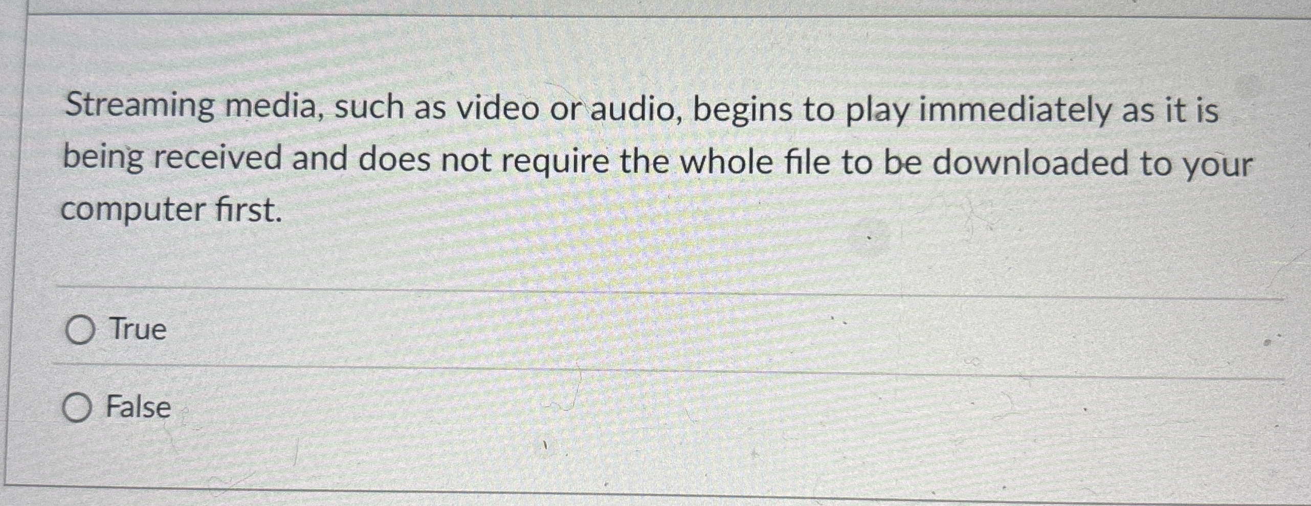 Streaming media, such as video or audio, begins