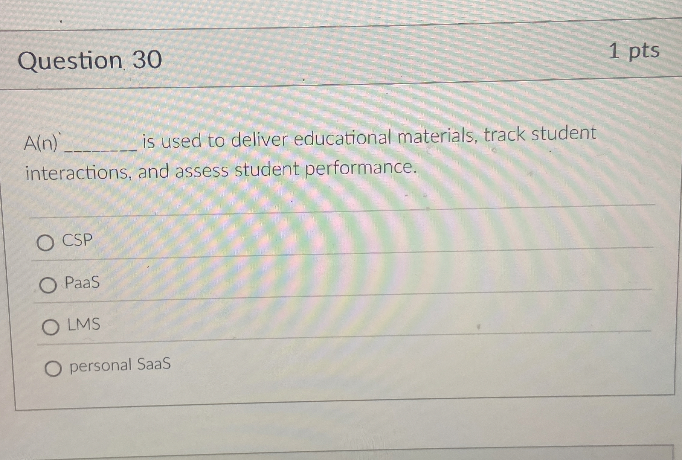 Question 3 0 A ( n ) is used to deliver