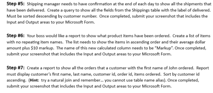 Step \ # 5 : Shipping manager needs to have