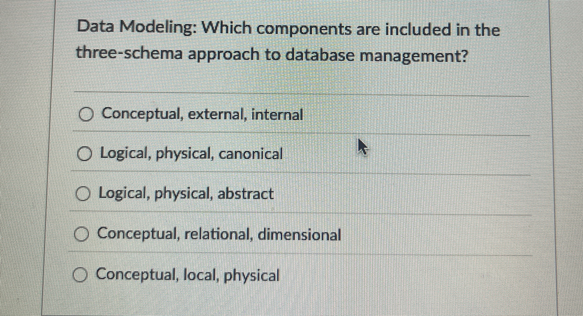 Data Modeling: Which components are included in