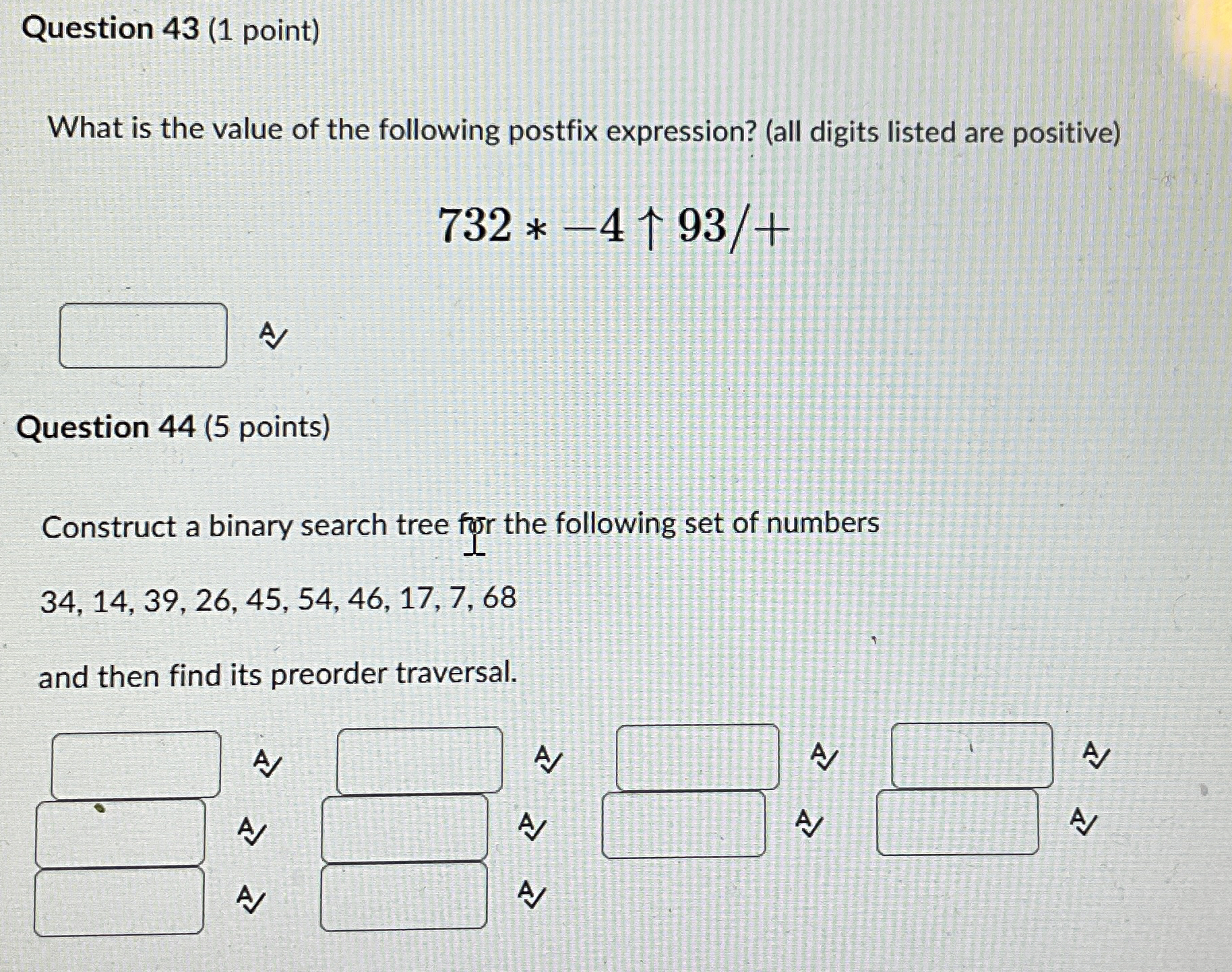 Question 4 3 ( 1 point ) What is the value of the
