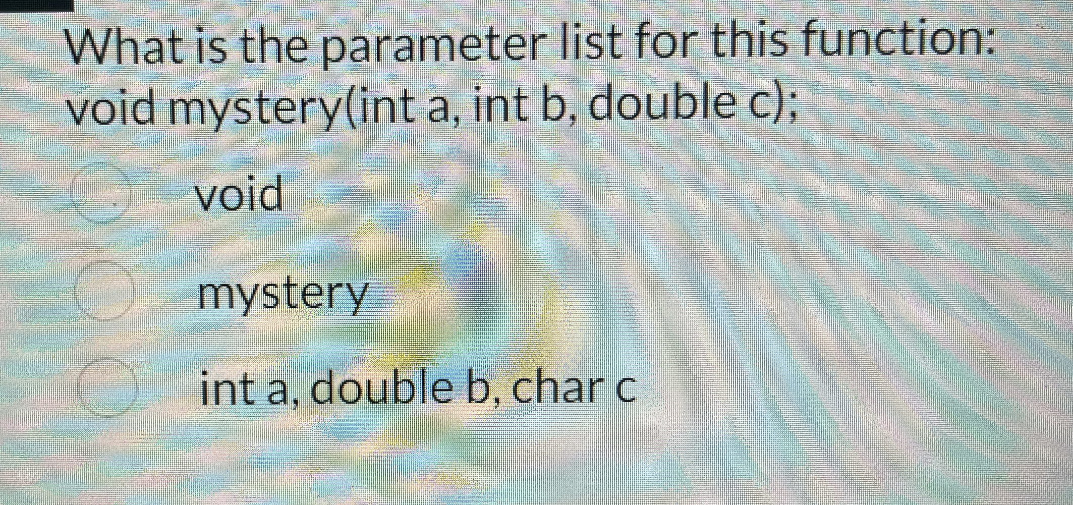 What is the parameter list for this function: