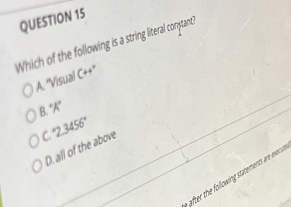 QUESTION 1 5 Which of the following is a sting