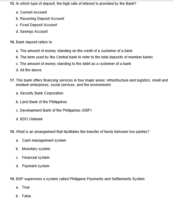 Choose the right answer. I. MULTIPLE CHOICE: