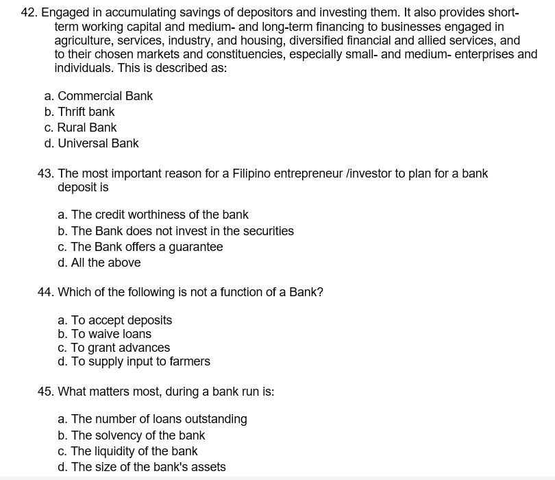 Choose the right answer. I. MULTIPLE CHOICE: