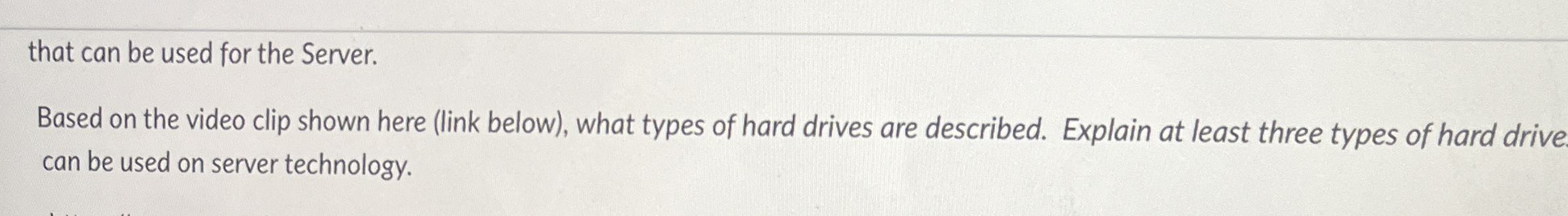 that can be used for the Server. Based on the