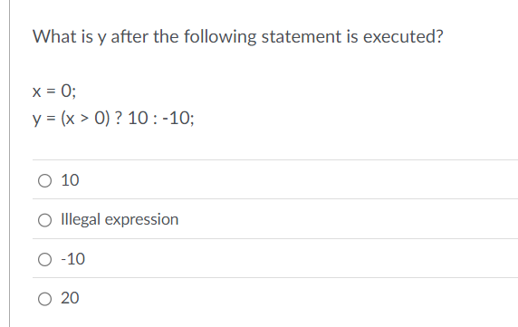 What is y after the following statement is