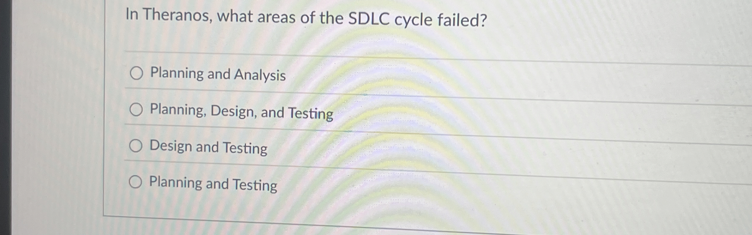 In Theranos, what areas of the SDLC cycle failed?