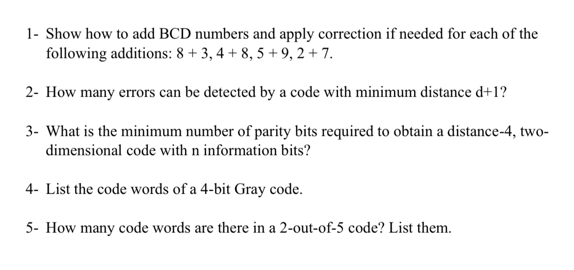 1 - Show how to add B C D numbers and apply