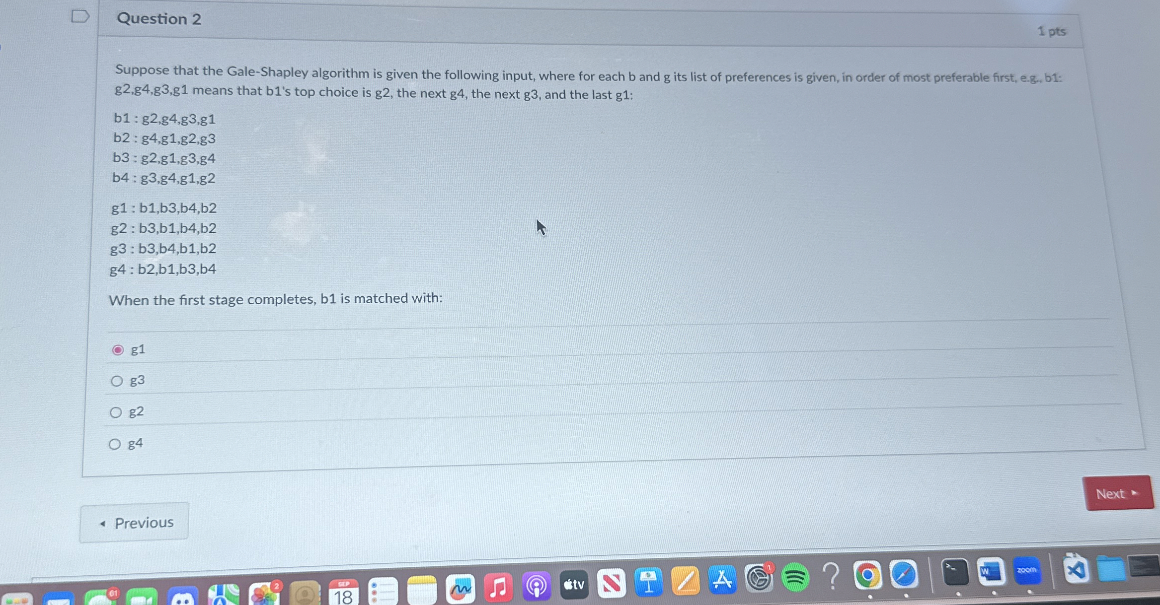 Question 2 Suppose that the Gale - Shapley