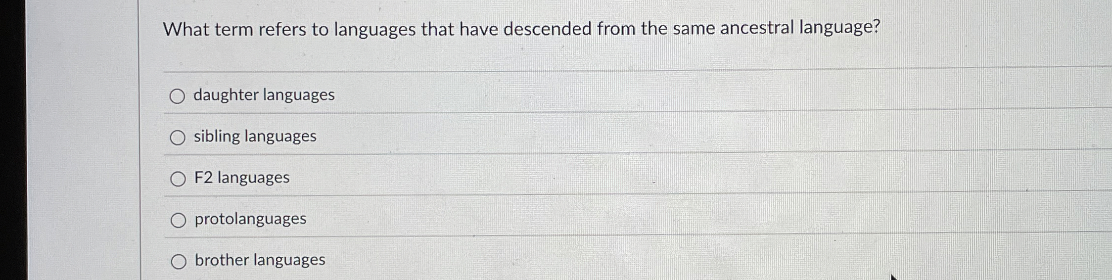 What term refers to languages that have descended