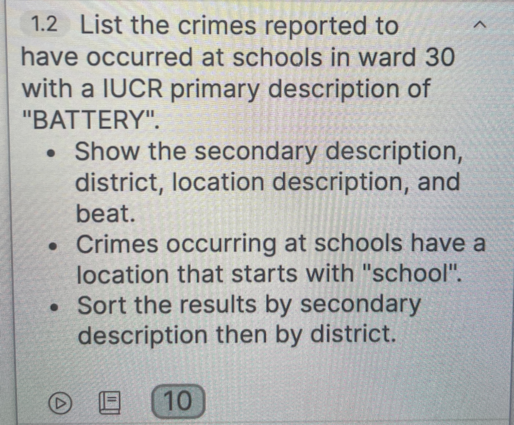 1 . 2 List the crimes reported to have occurred