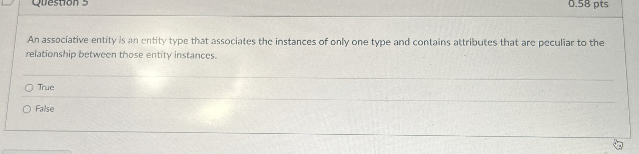 An associative entity is an entity type that