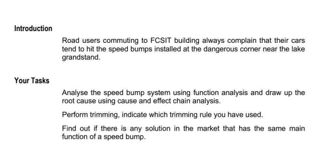 Analyse the speed bump system using function