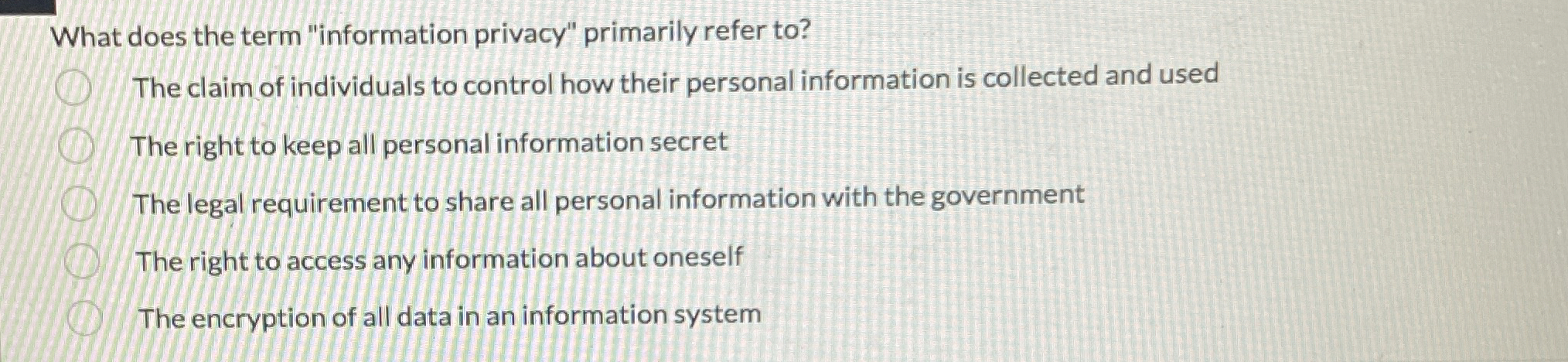 What does the term "information privacy"