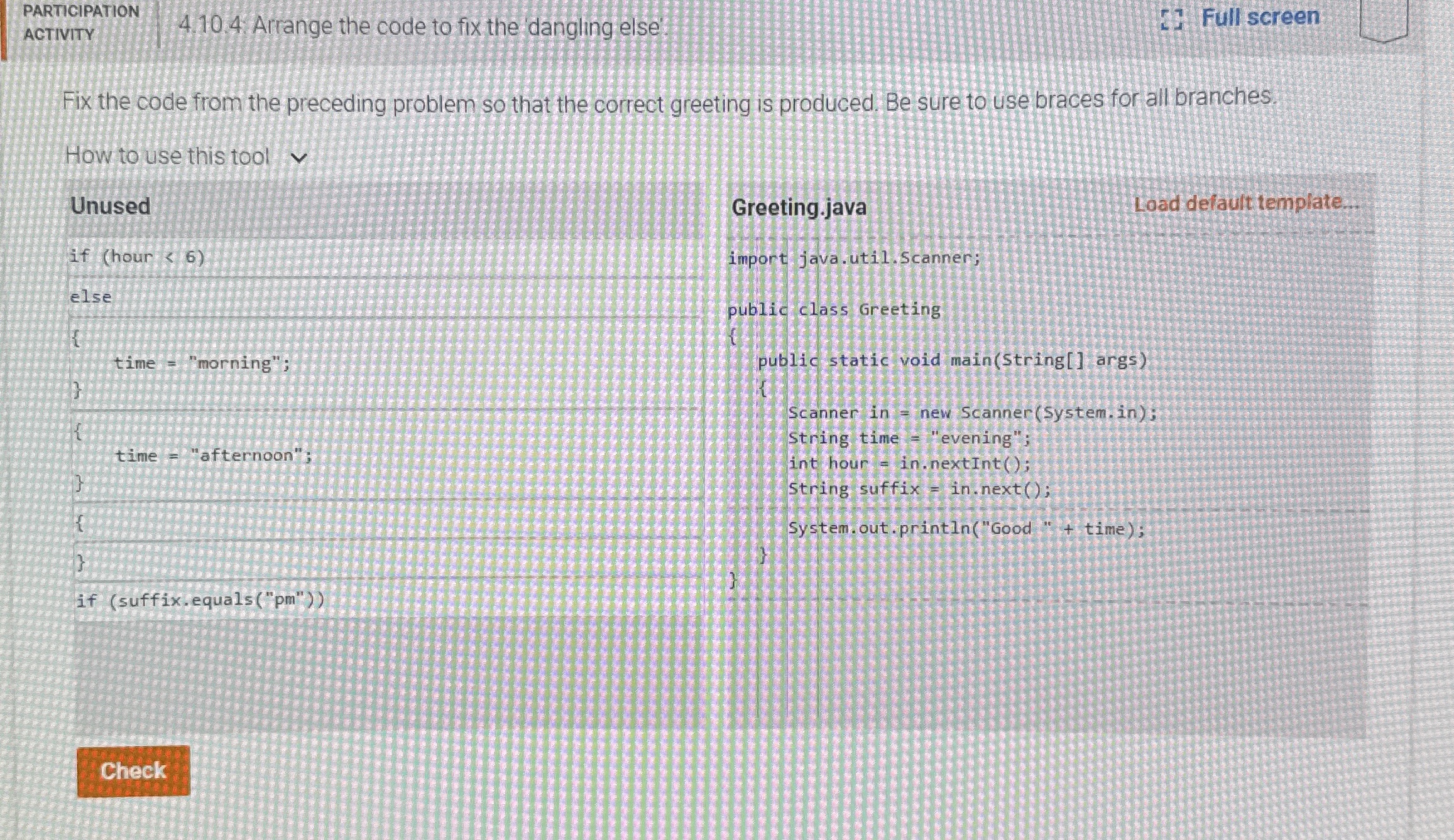4 1 0 . 4 Arrange the code to fix the dangling