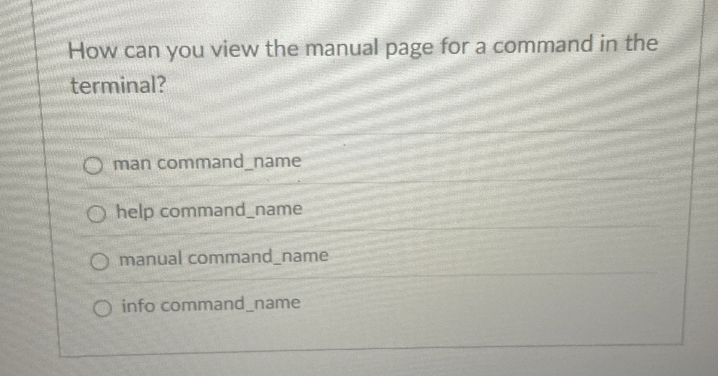 How can you view the manual page for a command in