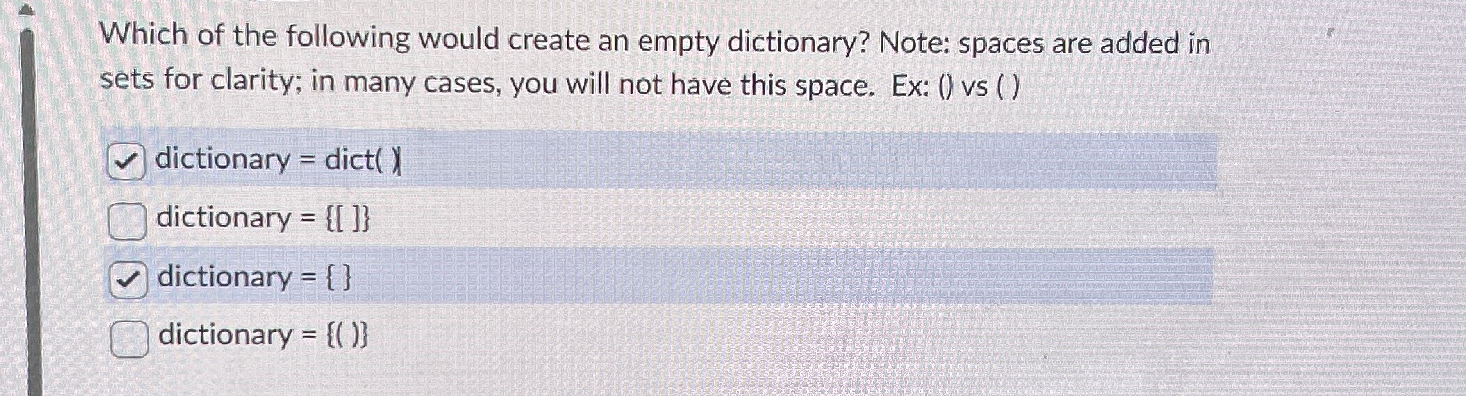 Which of the following would create an empty