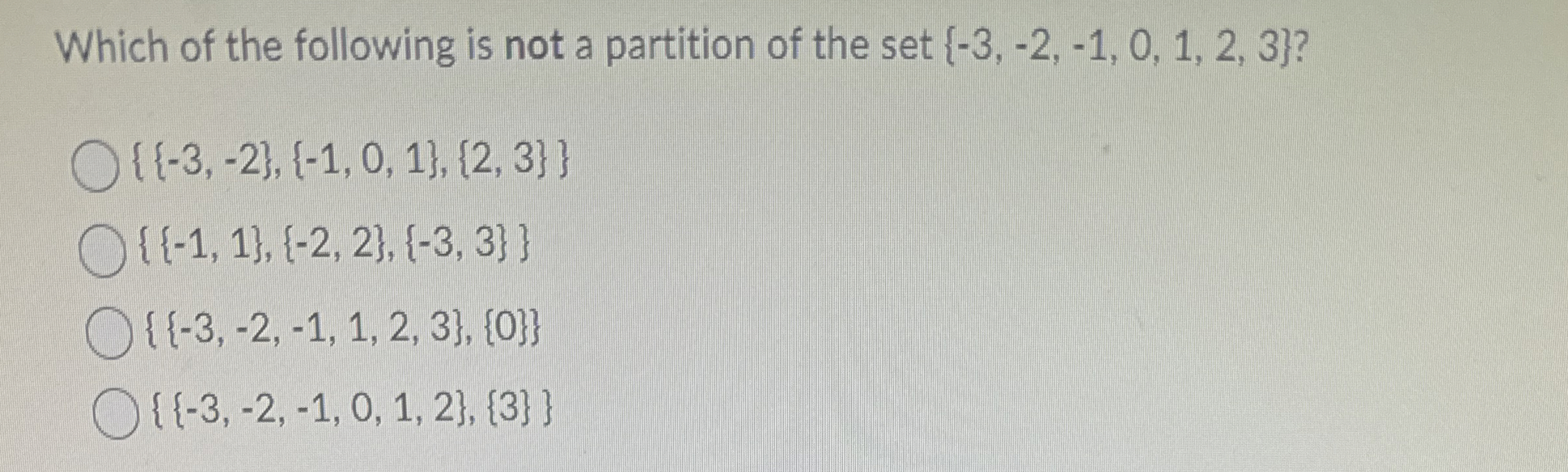 Which of the following is not a partition of the