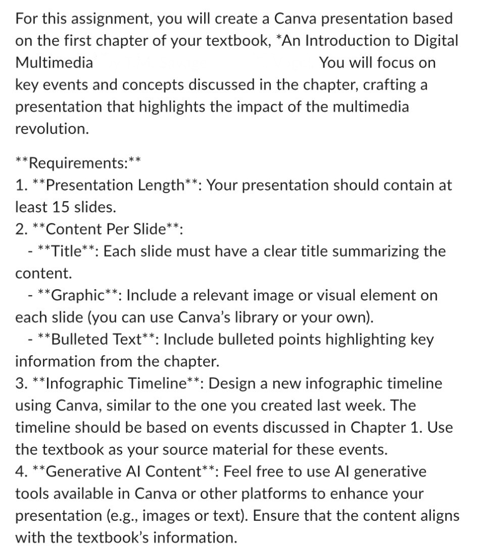 For this assignment, you will create a Canva