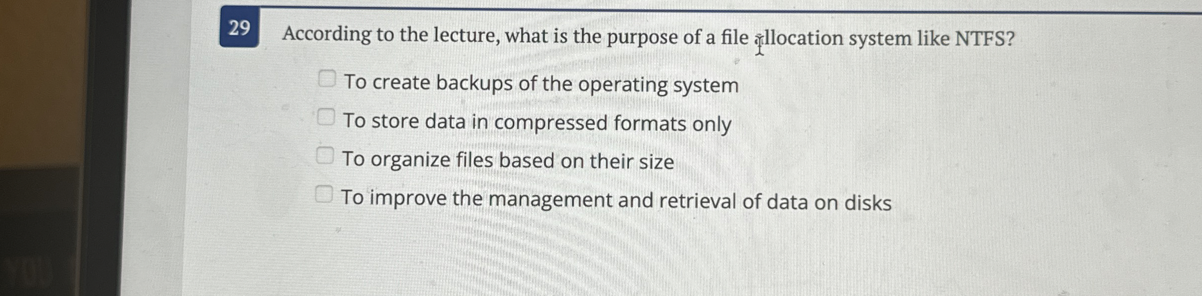 2 9 According to the lecture, what is the purpose