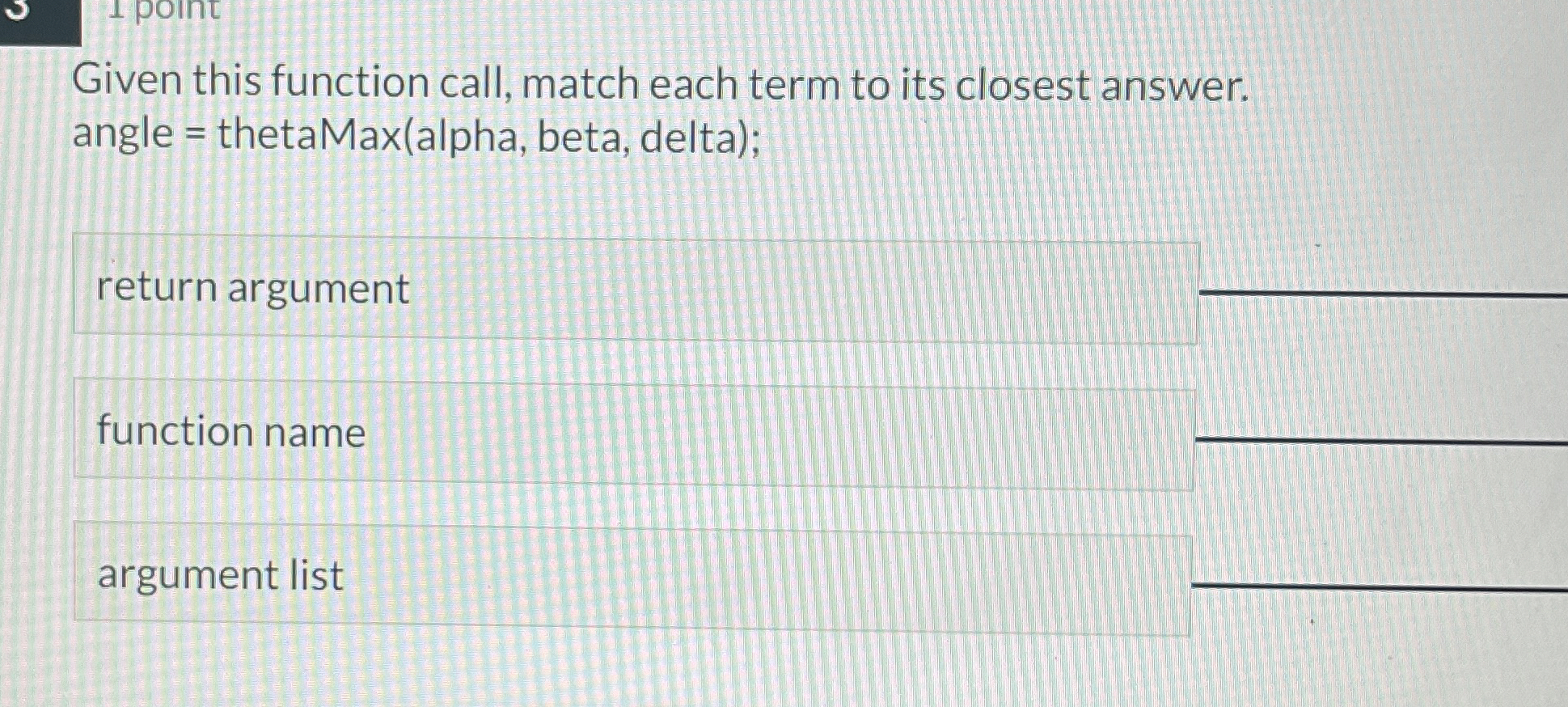Given this function call, match each term to its