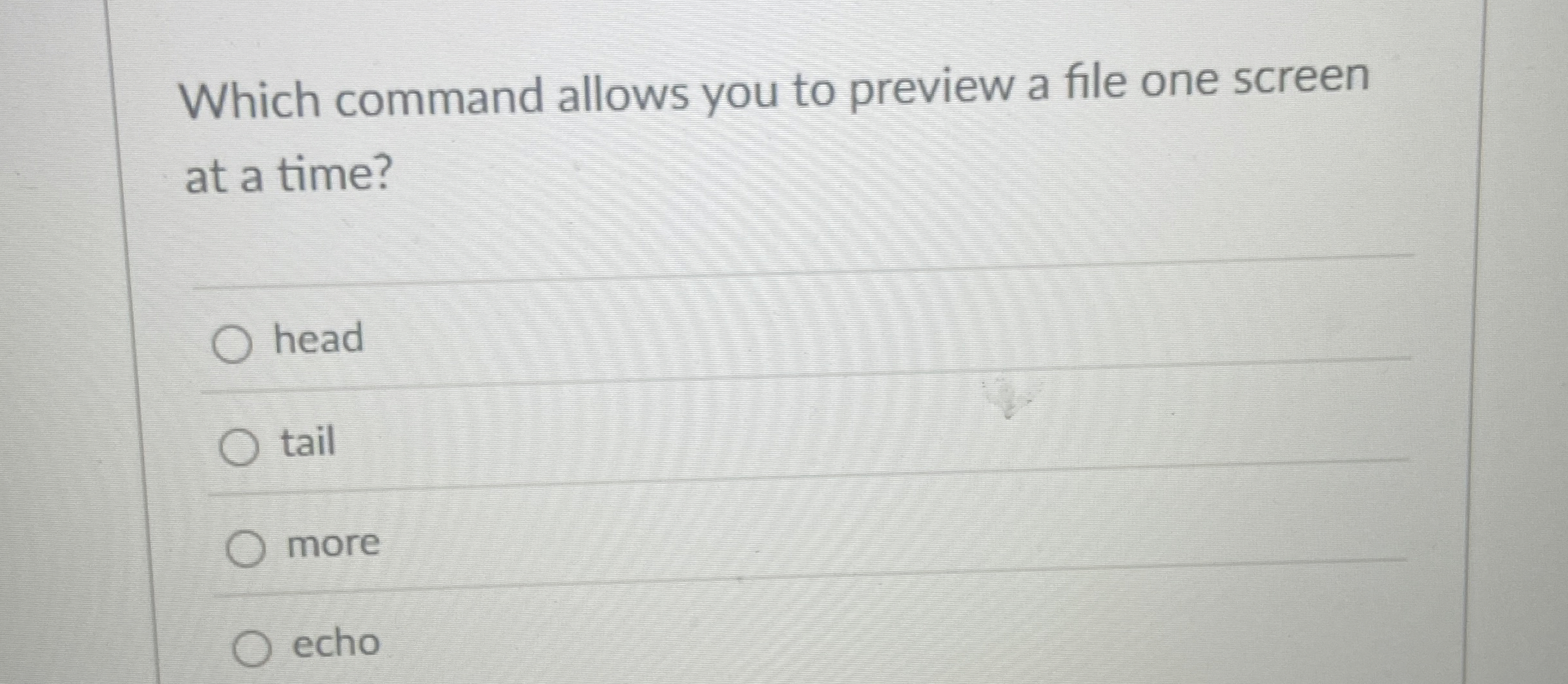 Which command allows you to preview a file one