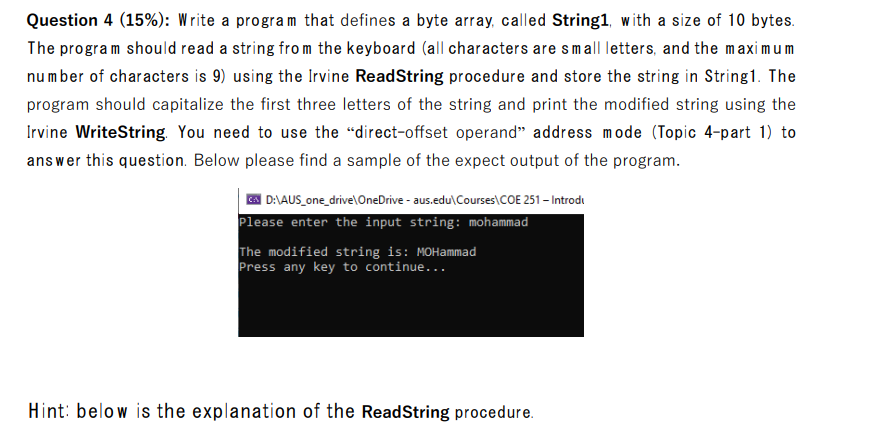 Question 4 ( 1 5 % ) : Write a program that