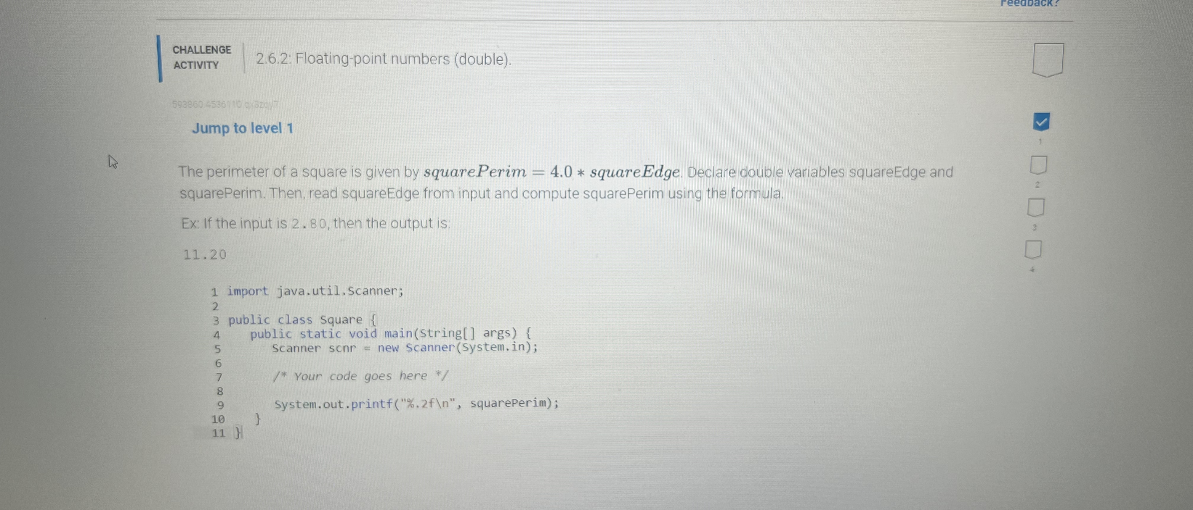 reeadack! CHALLENGE ACTIVITY 2 . 6 . 2 : Floating