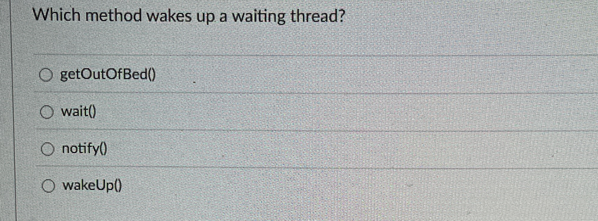 Which method wakes up a waiting thread?