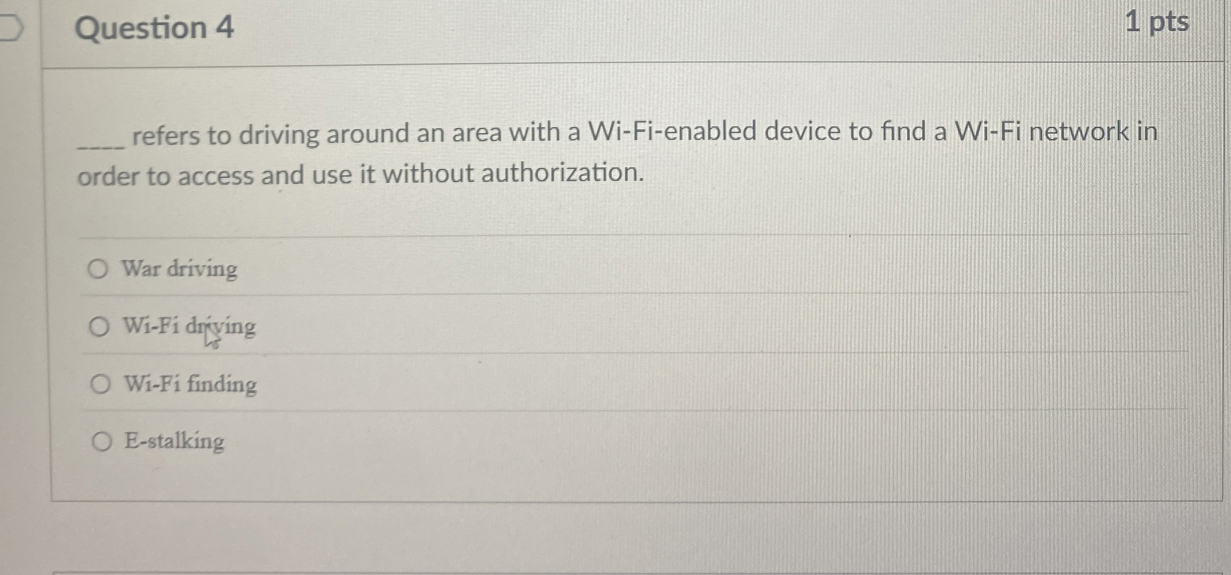 Question 4 refers to driving around an area with