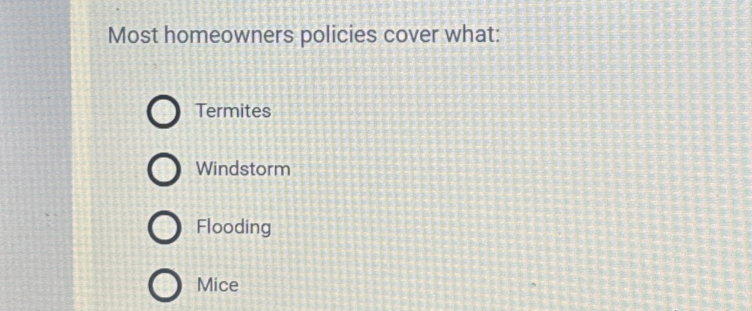 Most homeowners policies cover what: Termites