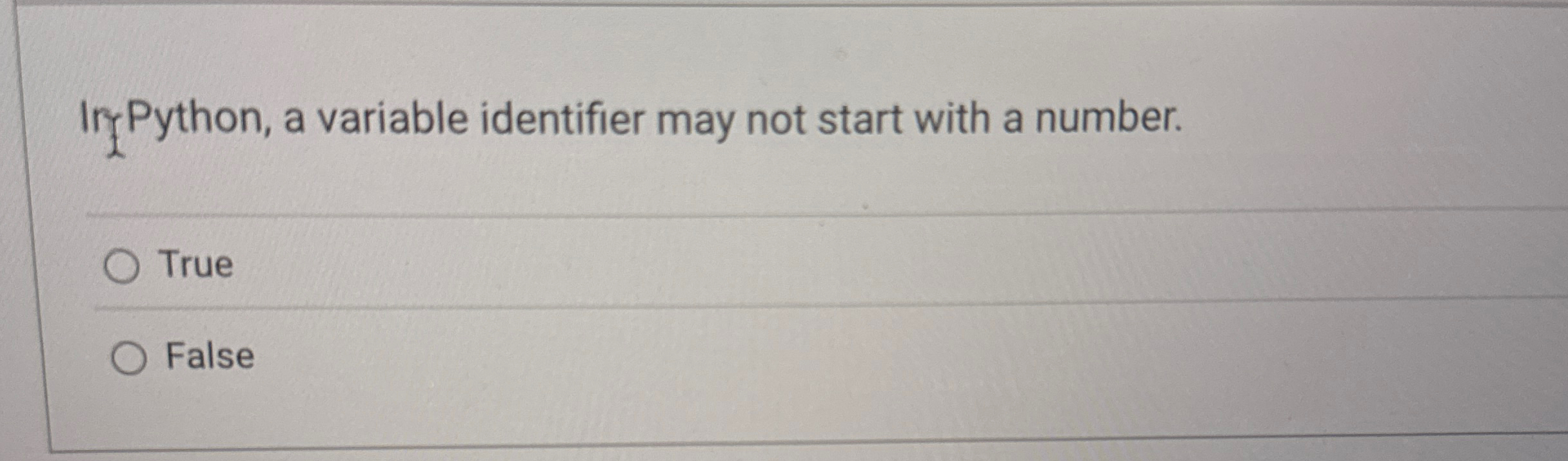 IrPython, a variable identifier may not start