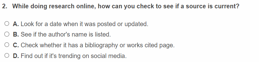 While doing research online, how can you check to