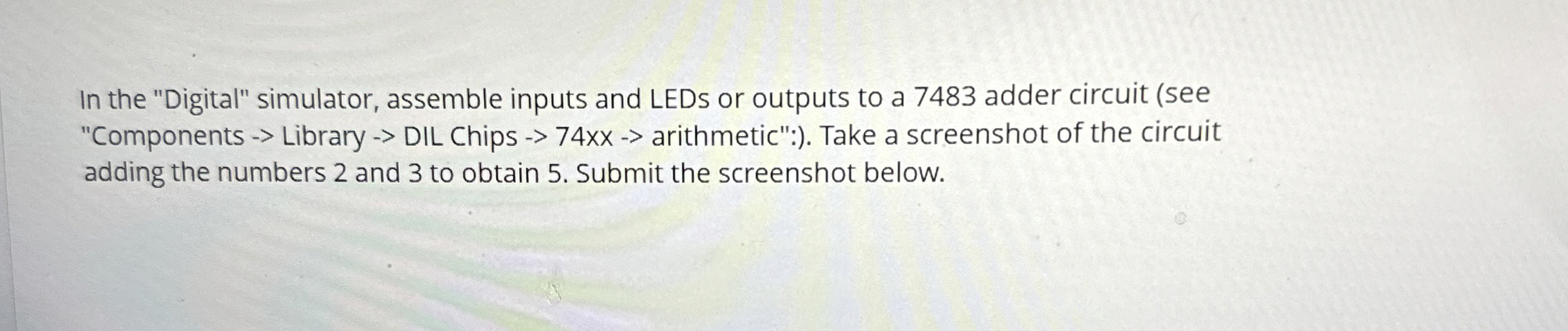 In the "Digital" simulator, assemble inputs and