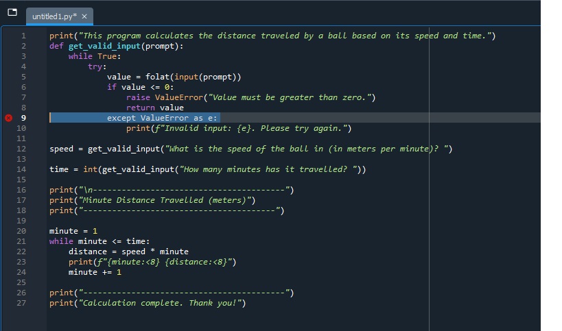 print ( " This program calculates the distance