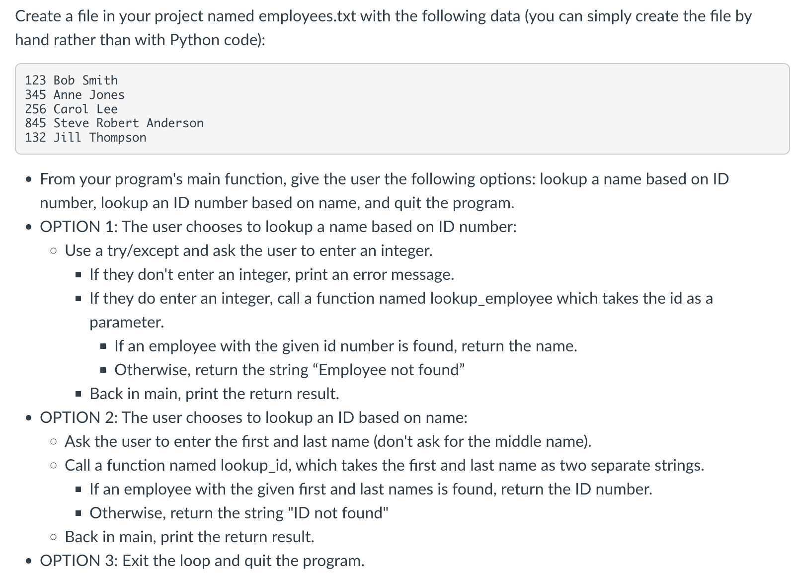Create a file in your project named employees.txt