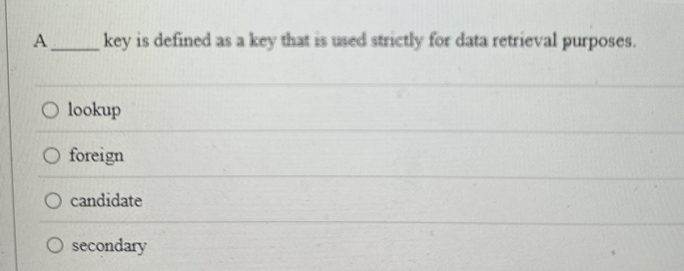 A q , key is defined as a key that is used