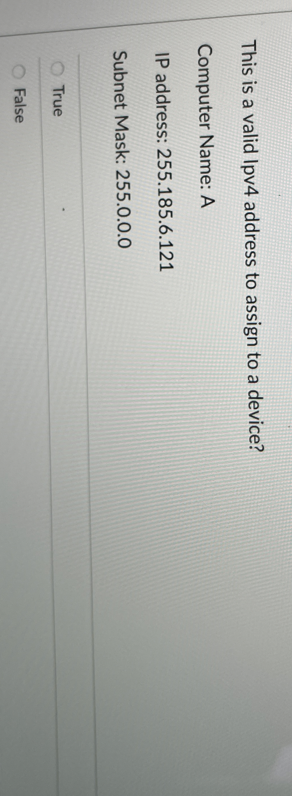 This is a valid Ipv 4 address to assign to a
