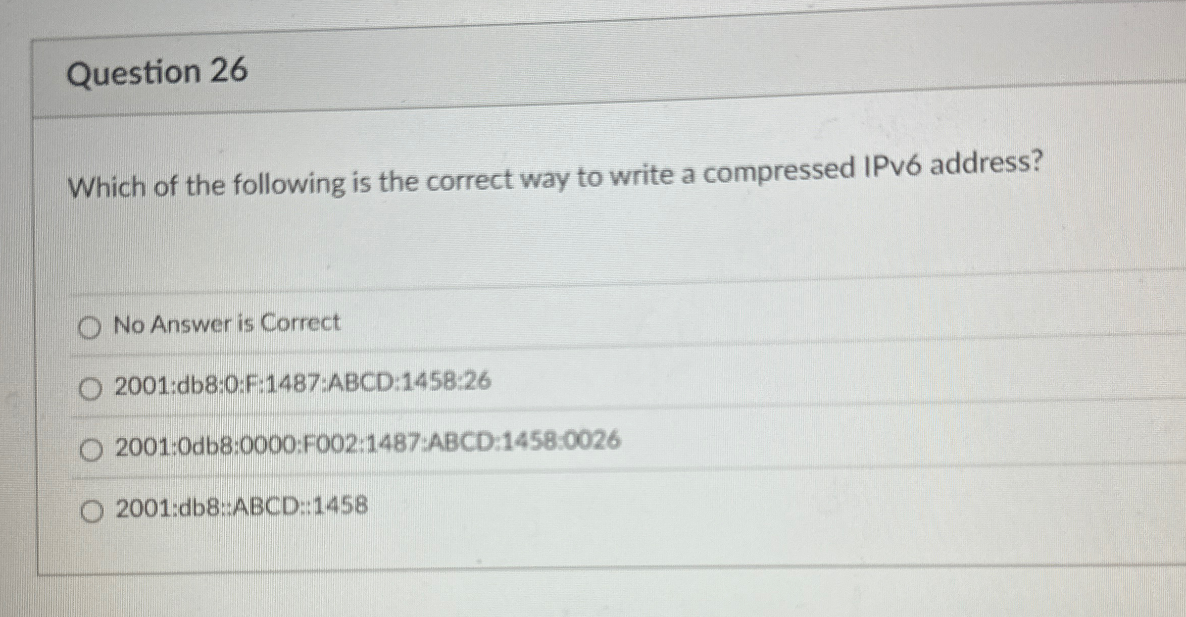 Question 2 6 Which of the following is the