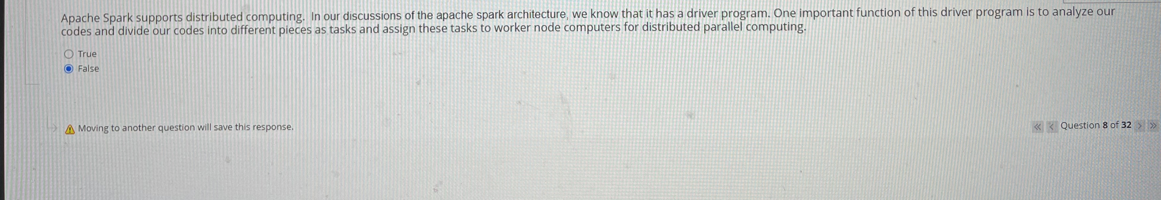 Apache Spark supports distributed computing. In