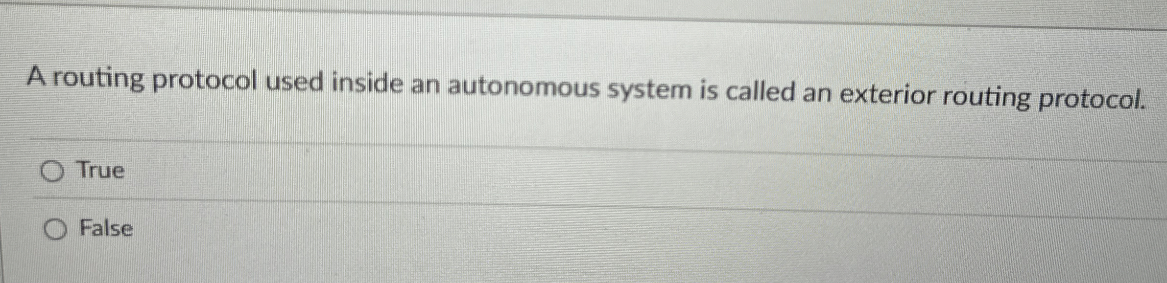 A routing protocol used inside an autonomous