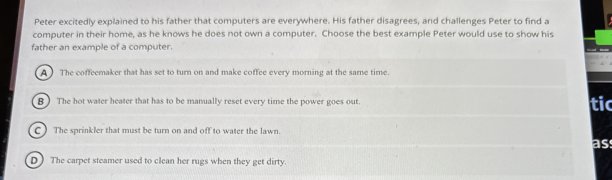 Peter excitedly explained to his father that