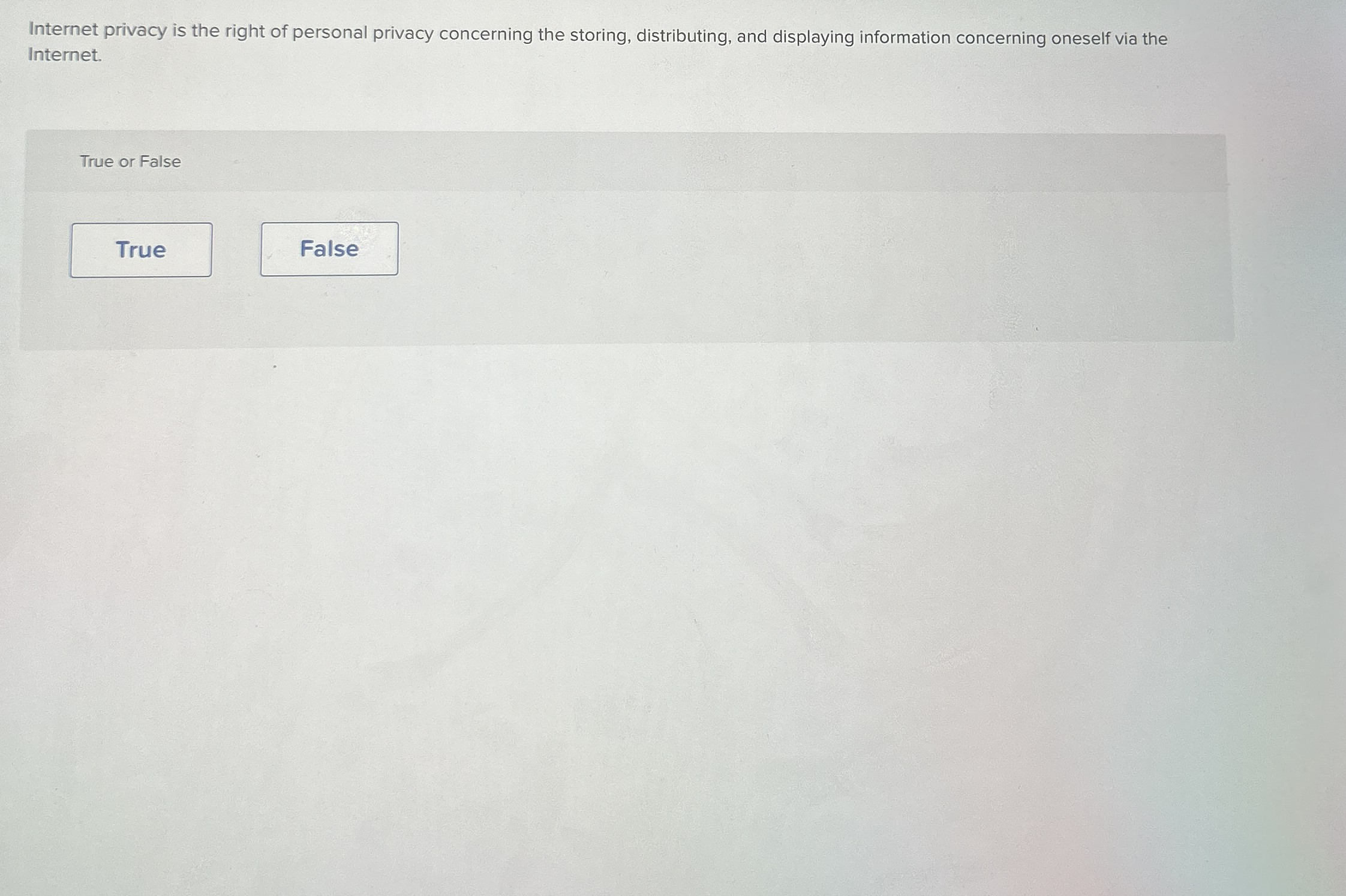 Internet privacy is the right of personal privacy