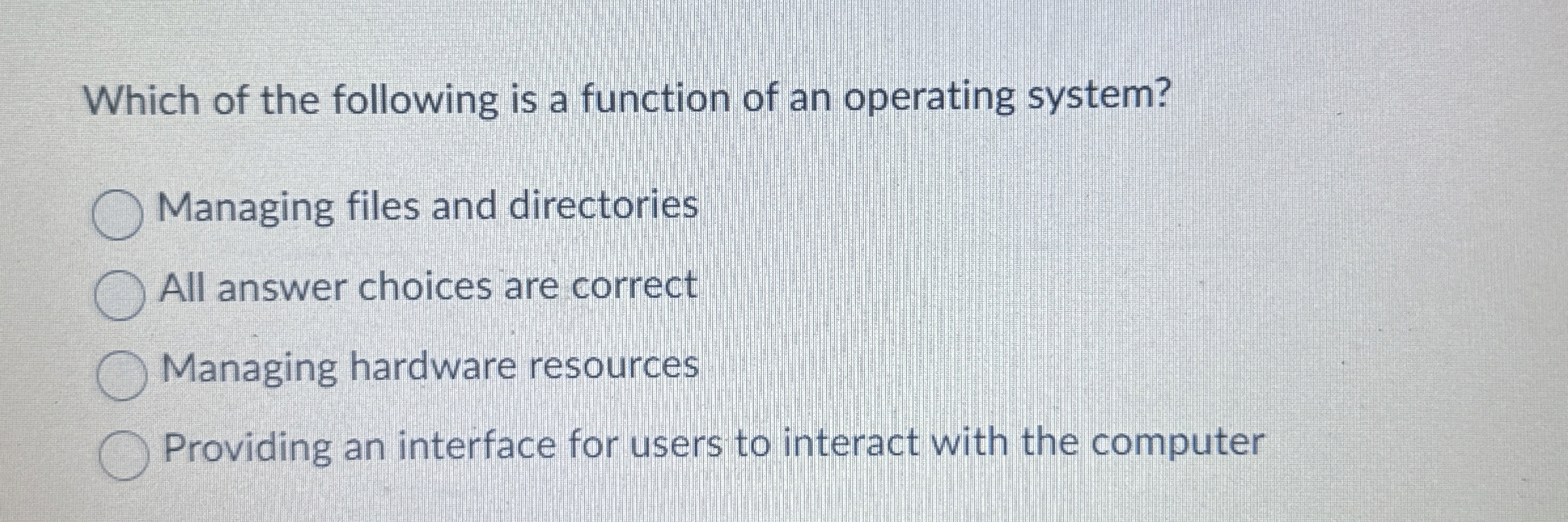 Which of the following is a function of an