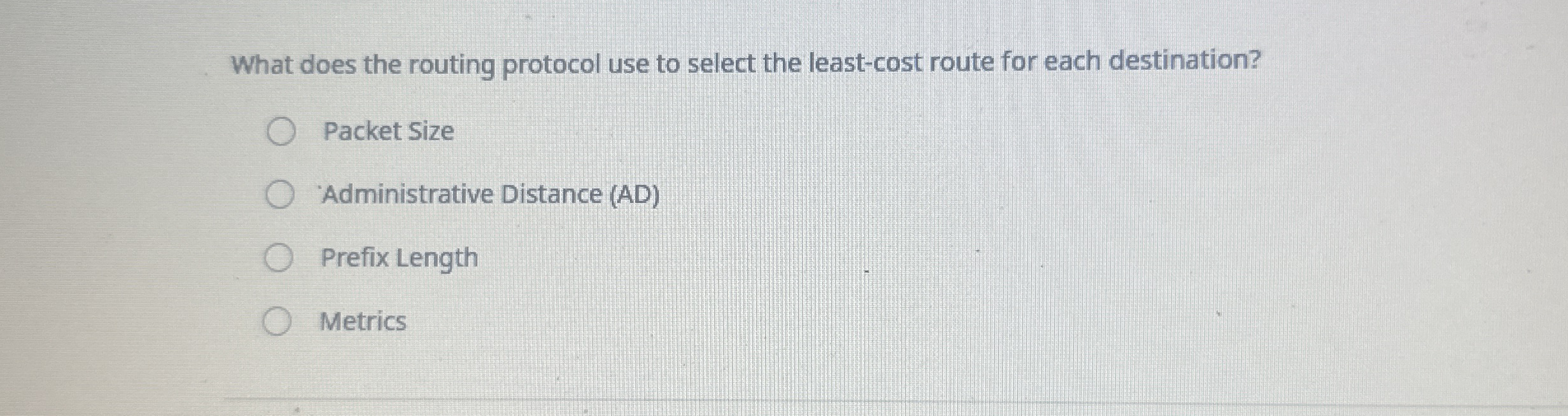 What does the routing protocol use to select the