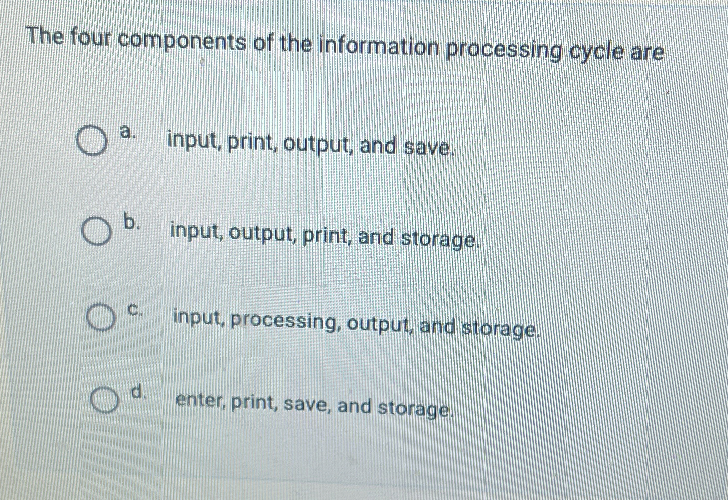 The four components of the information processing
