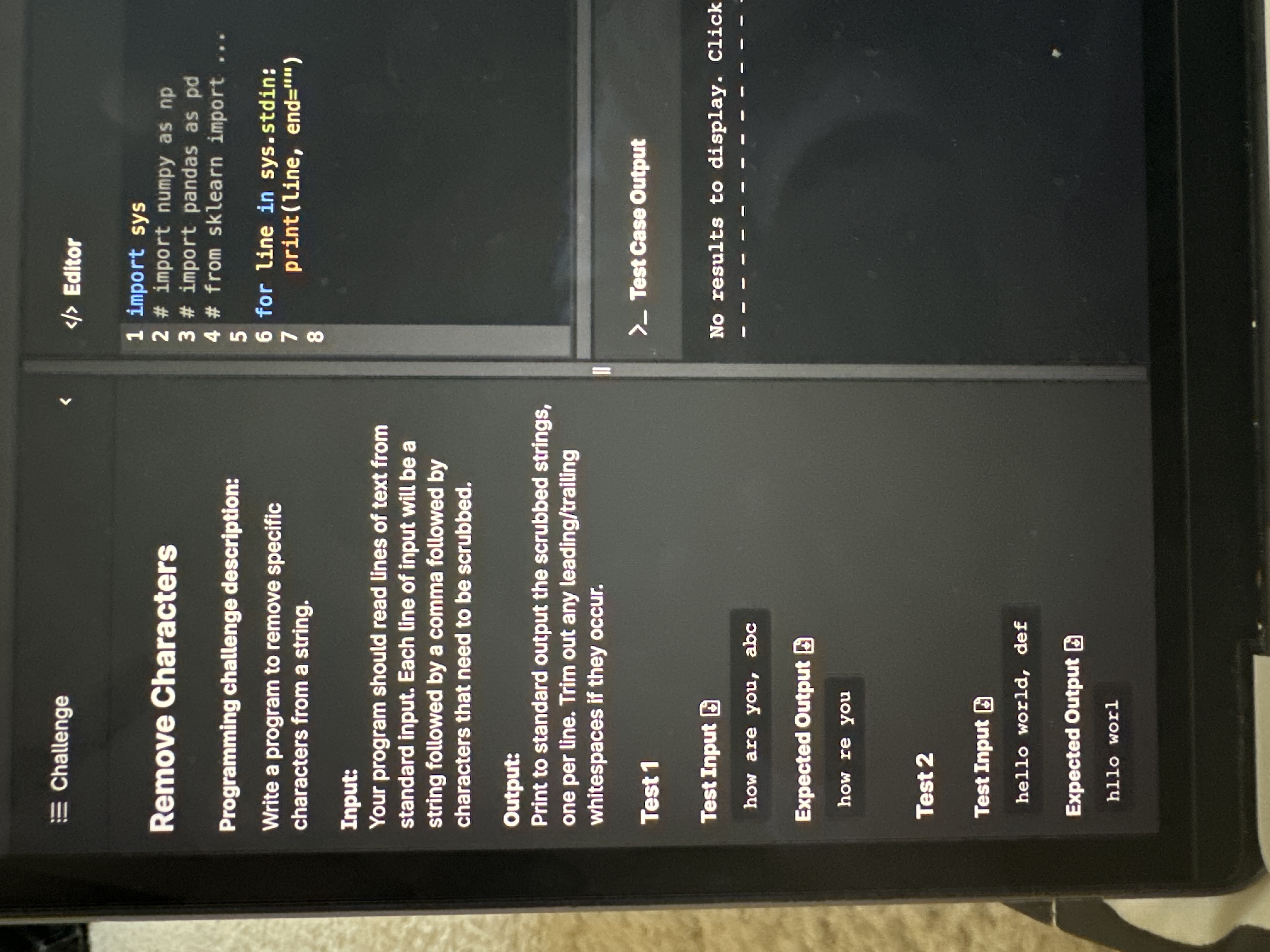 Remove Characters Programming challenge