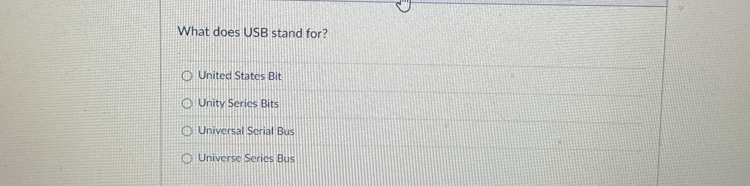 What does USB stand for? United States Bit Unity