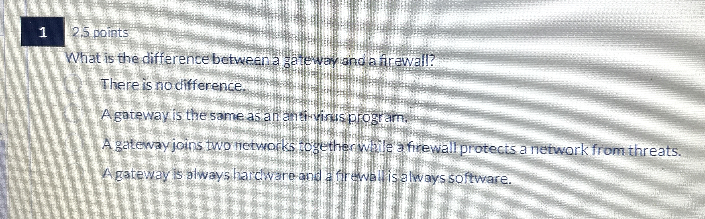 1 2 . 5 points What is the difference between a